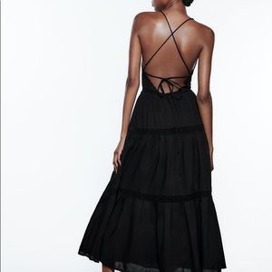 ZARA LACE INSERT MIDI DRESS